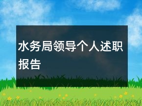水務(wù)局領(lǐng)導(dǎo)個(gè)人述職報(bào)告