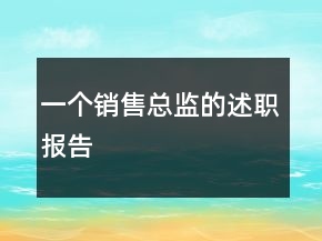 一個銷售總監(jiān)的述職報告