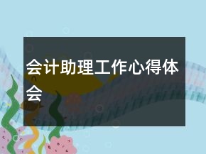 會計(jì)助理工作心得體會