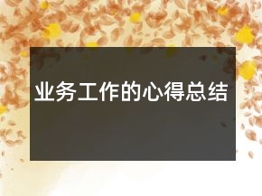 業(yè)務(wù)工作的心得總結(jié)
