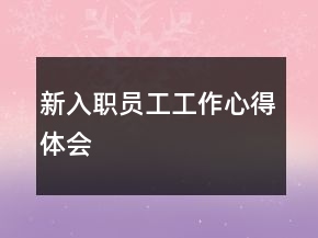 新入職員工工作心得體會