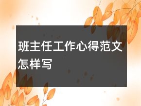 班主任工作心得范文怎樣寫