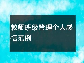 教師班級管理個人感悟范例