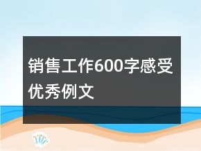 銷售工作600字感受優(yōu)秀例文