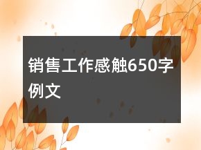 銷售工作感觸650字例文