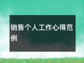 銷售個人工作心得范例