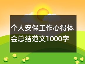 個人安保工作心得體會總結(jié)范文1000字