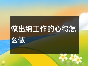 做出納工作的心得怎么做