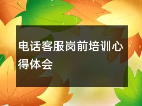 電話客服崗前培訓(xùn)心得體會(huì)