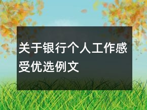 關(guān)于銀行個人工作感受優(yōu)選例文