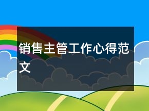 銷(xiāo)售主管工作心得范文