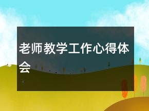 老師教學(xué)工作心得體會