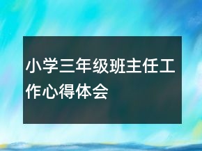 小學(xué)三年級(jí)班主任工作心得體會(huì)
