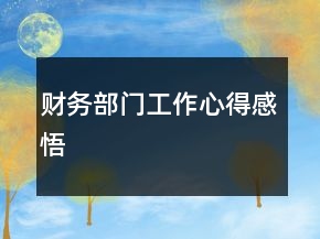 財(cái)務(wù)部門工作心得感悟