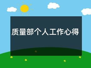 質(zhì)量部個(gè)人工作心得
