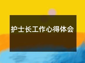 護(hù)士長工作心得體會