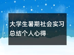 大學(xué)生暑期社會(huì)實(shí)習(xí)總結(jié)個(gè)人心得