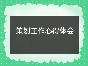 策劃工作心得體會(huì)