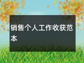 銷售個(gè)人工作收獲范本