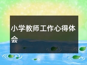 小學(xué)教師工作心得體會(huì)