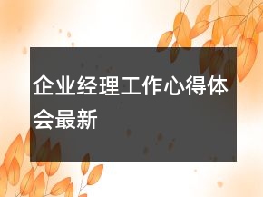 企業(yè)經(jīng)理工作心得體會(huì)最新