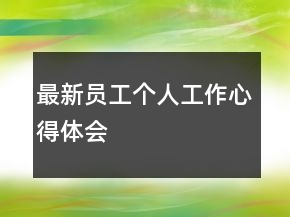 最新員工個(gè)人工作心得體會(huì)
