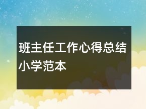班主任工作心得總結小學范本