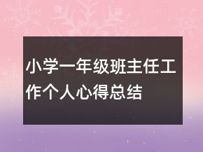小學一年級班主任工作個人心得總結