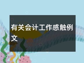 有關會計工作感觸例文