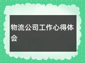 物流公司工作心得體會(huì)