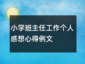 小學班主任工作個人感想心得例文