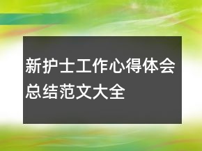 新護士工作心得體會總結范文大全