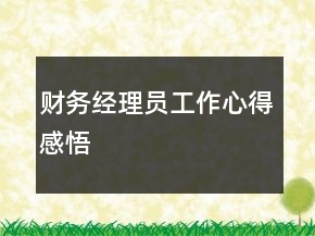 財務(wù)經(jīng)理員工作心得感悟