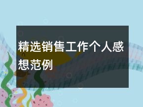 精選銷售工作個人感想范例