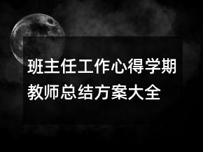 班主任工作心得學期教師總結方案大全