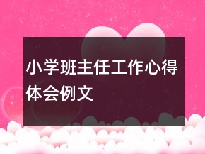 小學(xué)班主任工作心得體會例文