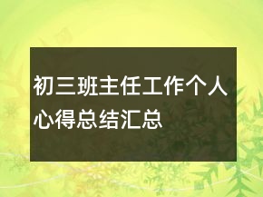 初三班主任工作個人心得總結(jié)匯總