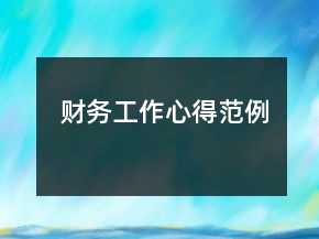財(cái)務(wù)工作心得范例