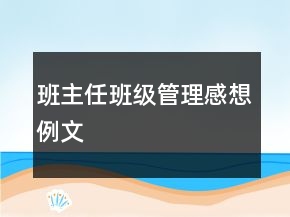 班主任班級(jí)管理感想例文