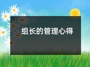 組長(zhǎng)的管理心得