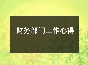 財(cái)務(wù)部門工作心得