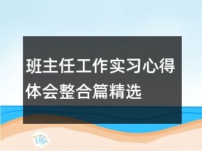 班主任工作實習心得體會整合篇精選
