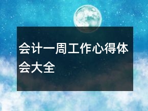會(huì)計(jì)一周工作心得體會(huì)大全
