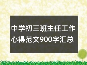 中學初三班主任工作心得范文900字匯總