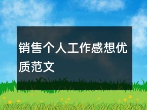 銷售個人工作感想優(yōu)質(zhì)范文