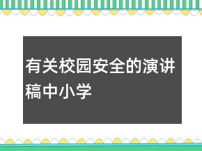 有關(guān)校園安全的演講稿中小學(xué)