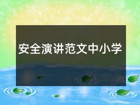 安全演講范文中小學(xué)