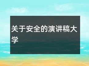 關(guān)于安全的演講稿大學