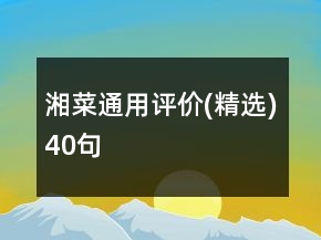 湘菜通用評(píng)價(jià)(精選)40句