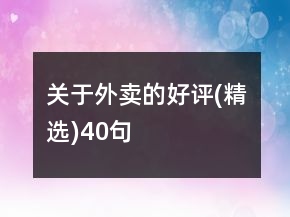 關(guān)于外賣的好評(píng)(精選)40句